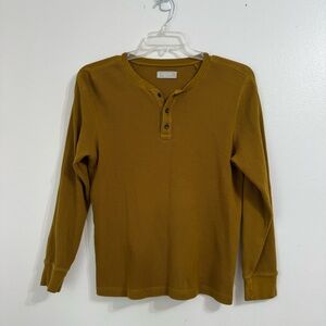 Everlane Men's Organic Cotton Golden Waffle Henley Long-Sleeve Shirt Top